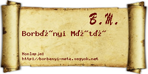 Borbényi Máté névjegykártya